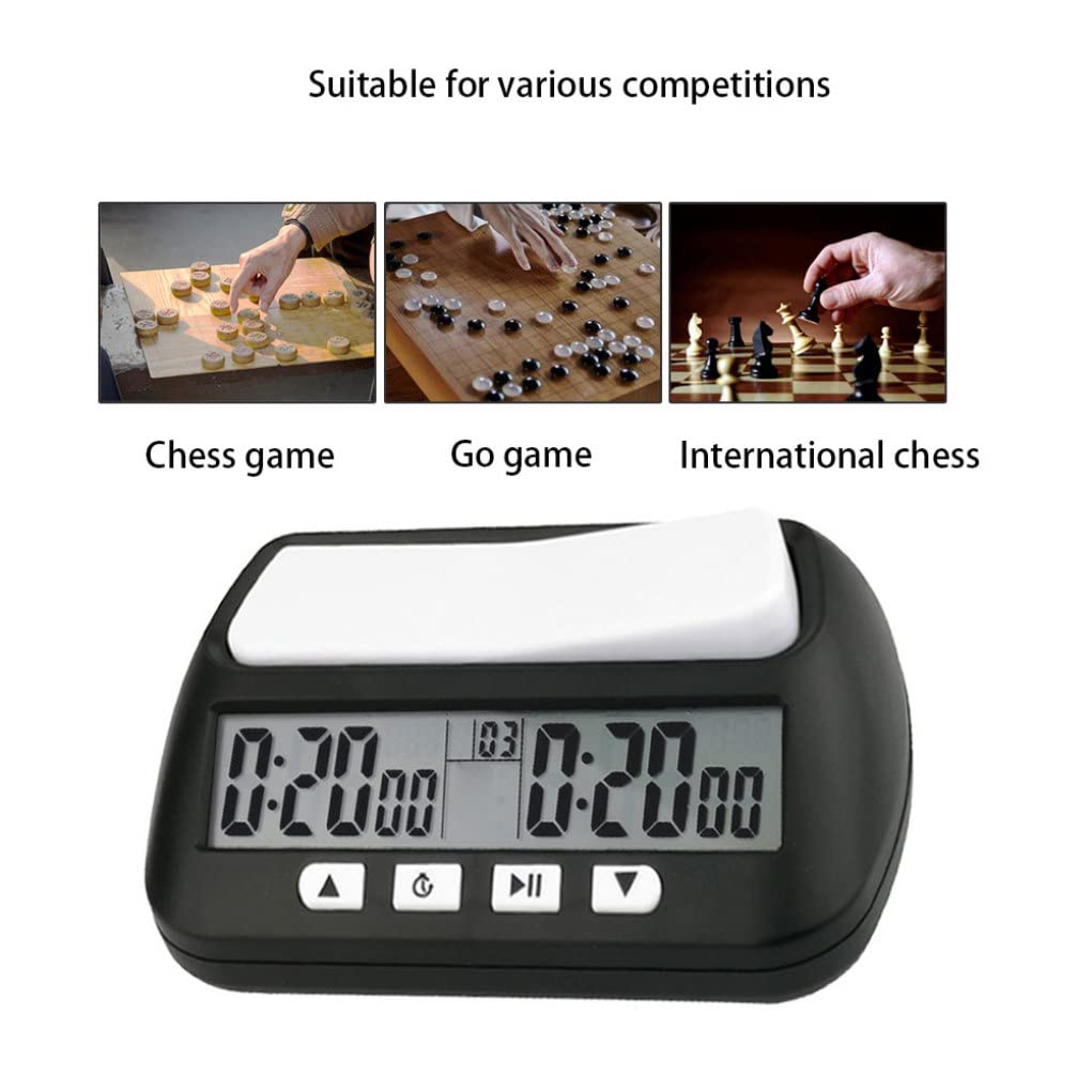 Reloj de ajedrez Cuenta atrás Digital Funciona con Pilas Función de Memoria multimodo Temporizador Almohadilla a Prueba de Golpes Relojes electrónicos para ajedrez Weiqi Chino, sin batería
