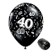 10 Pack 11" 40 Around Onyx Black 40th Birthday Latex Balloons with Matching Ribbons