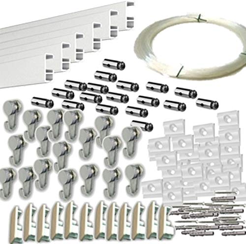 MARCS ARIAS SL Pack Basic RM de 18 Metros Guías de Aluminio (Blanco) con 18 colgadores Nylon para Colgar Cuadros