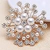GUYAQ Broche en Cristal pour Femmes élégante Perle Strass Brillant Flocon de Neige Broche Broche Rose Cristal Fleur Broches épinglette Mariage mariée Broches vêtements décoration #3