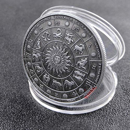 PRETYZOOM Sternbild Münze Widder Münze Geschenk Vintage-Stil Horoskop Münze Geburtstag Zeichen Glück Andenken Münze Stereoskopische Metallmünze Handwerk (Widder)