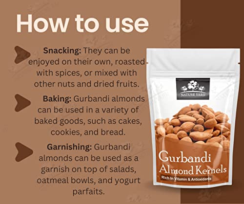 Image of NATURE YARD Orignal Afghan Gurbandi Whole Almond /Badam Giri Rich In Oil 100 G - 100% Pure & Natural - 100Gm
