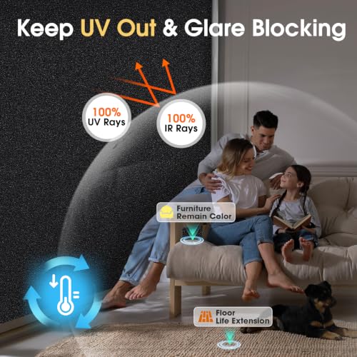 Image of Coavas Blackout Window Film Room Darkening, 100% Light Blocking,35.4 inchx78.7 inch