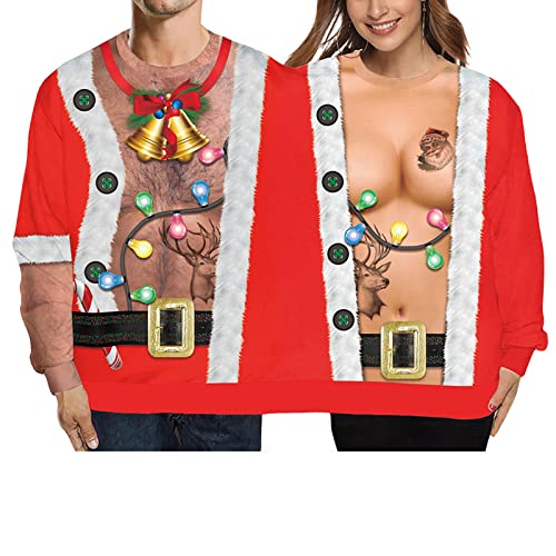 Acrawnni Herren und Damen Zwei Personen Ugly Christmas Sweater 3D...