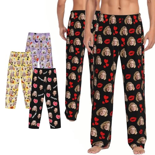Image of Personalized Pajamas Pants for Men Custom Pajama Pants with Photo Customized Face PJ Pants Gift for Father Husband Boyfriend