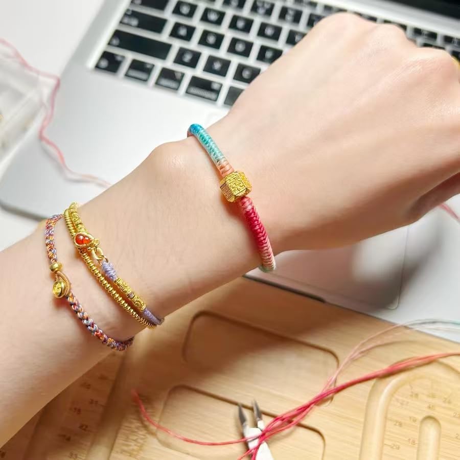 Rainbow Colored Wax Rope for Bracelet Making, Waxed Thread Bracelet Cord, Waxed Polyester Cord Bracelet Rope for Jewelry Making, DIY Bracelets, Necklace Making and Macrame(6 pcs) - Image 5