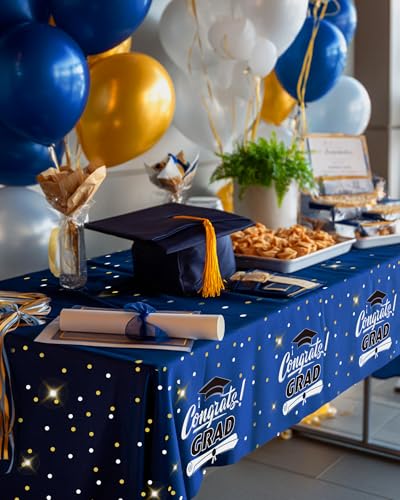 Image of Pureegg Graduation Decorations 2026 Plastic Tablecloth Disposable 10 Pack, Class of 2026 Black Rectangle Table Cover 54 x 107 Inch, Plastic Table Cloth for Graduation Party, Picnic