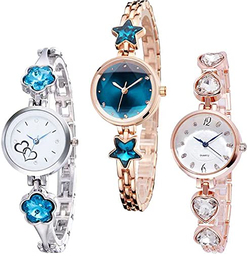 FROZIL Analog Multicolor Dial Metal Strap Casual Combo Watch for Womens and Girls Pack of 3 (B08WX44PLJ) Amazon Price History, Amazon Price Tracker