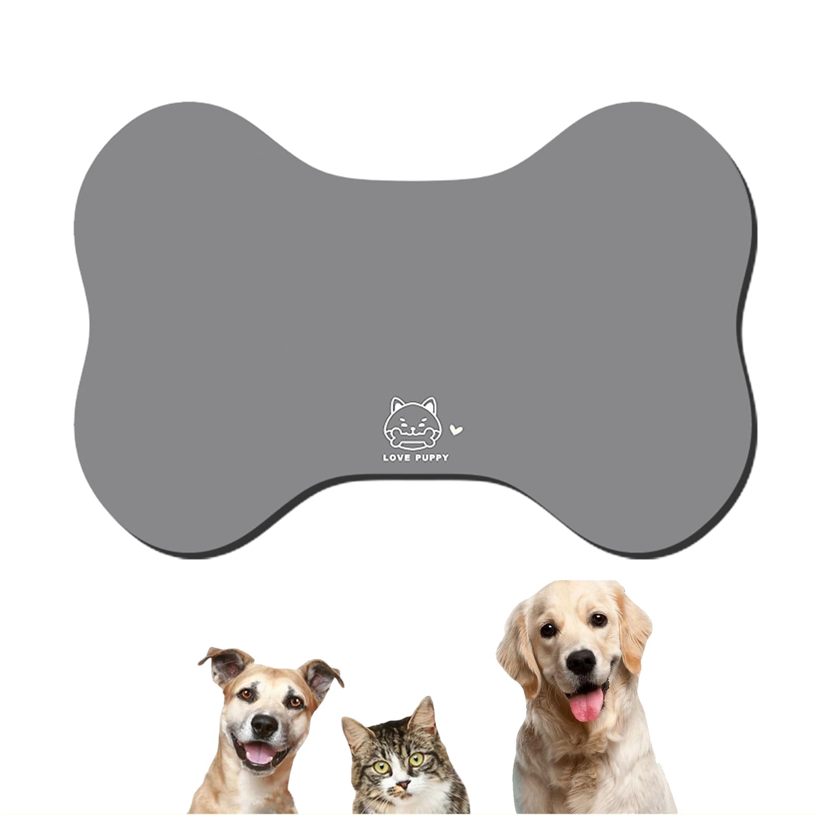 FENGZIZH Dog Food Mat 40x60cm, Absorbent Pet Food Mat for Bowls, Non-Slip Dog Bowl Mats, Easy to Clean Feeding Mats for Water Bowls, Perfect for Messy Eaters