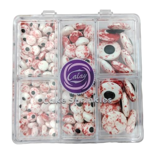 Image of Halloween Sprinkles Edible Candy Eyeballs for Cake Decorating, Three Sizes Bloody Candy Eyes Sprinkles for Cupcakes Cake Toppers Cookies Baking Decoratings