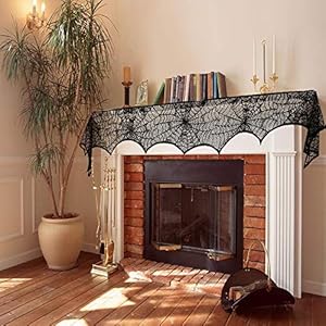 Halloweencobwebfireplacescarfblacklacespiderwebmantlescarfforhalloweenhomepartysupplies18x96inch Urban Country Home Decor Halloween cobweb fireplace scarf black lace spiderweb mantle scarf for halloween home party supplies 18 x 96 inch urban country home decor