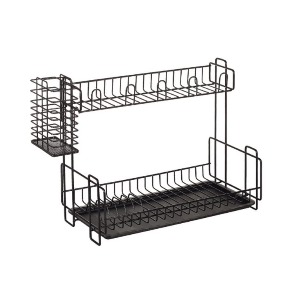 Azhkjkzh Black Dish Rack Metal Modern Dish Racks With Detachable Drainboard Utensil Holder, Cup For Kitchen Counter Storage For For Small Kitchen(Black)