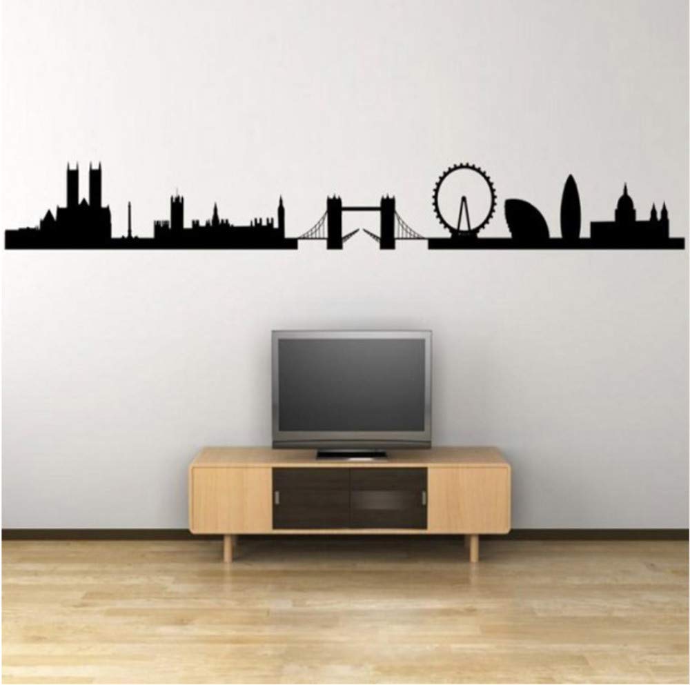 Adhesivo de pared de vinilo extraíble con silueta de la ciudad de Londres, ideal para decoración de salón o dormitorio, crea un ambiente moderno 9X75Cm