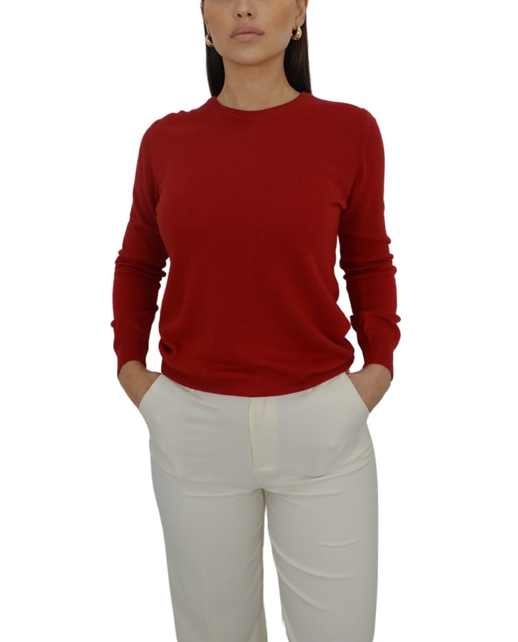 Win's Pull col Rond en Laine et Cachemire pour Femmes, Fabriqué en Italie