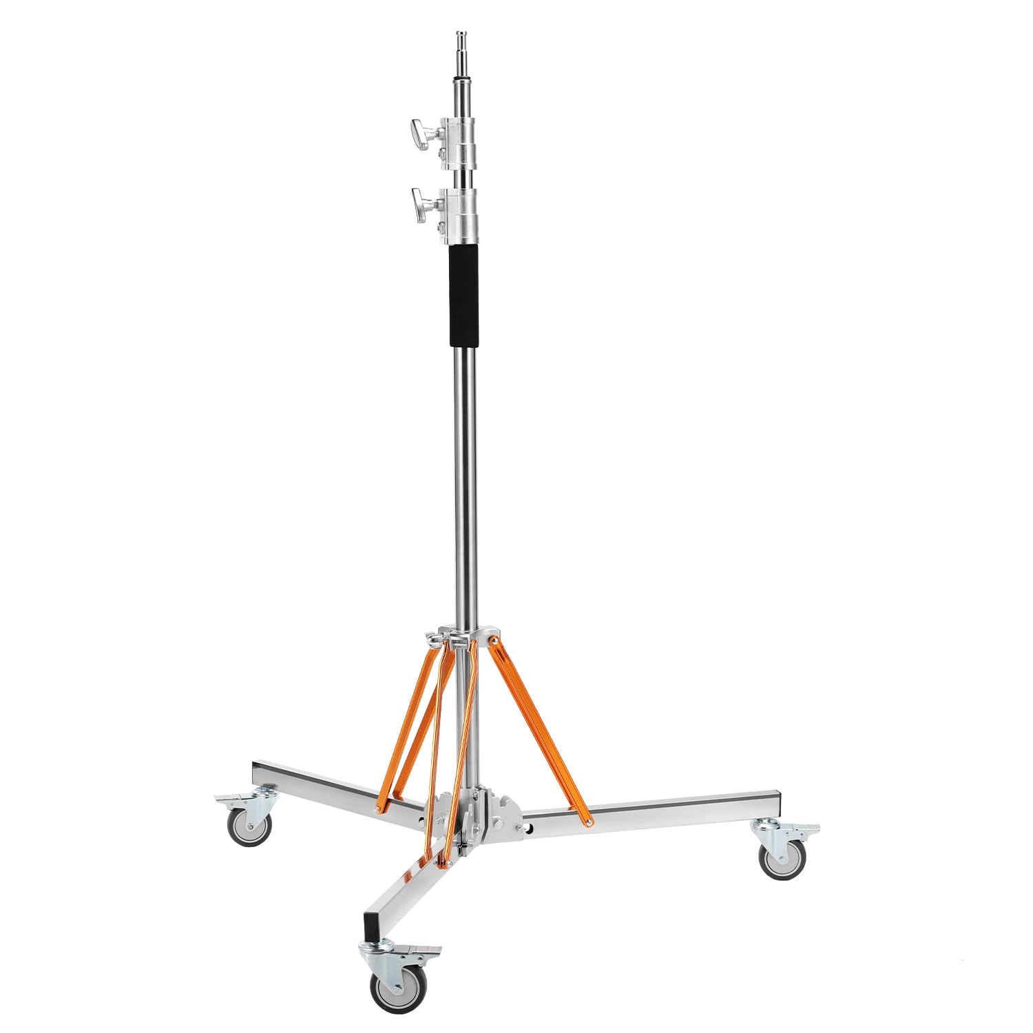 K&F CONCEPT 330CM Wirklich Edelstahl Lichtstativ mit 360°Drehen Rollen | 130-330CM verstellenbar Heavy Duty Fotografie Galgenstativ C-Stand für COB-Leuchten, Ringlichter, Blitzlichter Last 30KG,TL11