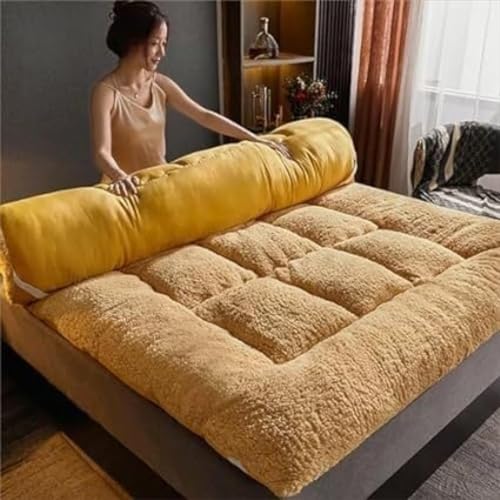 Colchón futón portátil de forro polar suave, 90 x 200 cm, cama plegable para campamento y cama de invitados, color gris, 150 x 200 cm, ideal para camping, fiestas de pijamas y espacios pequeños