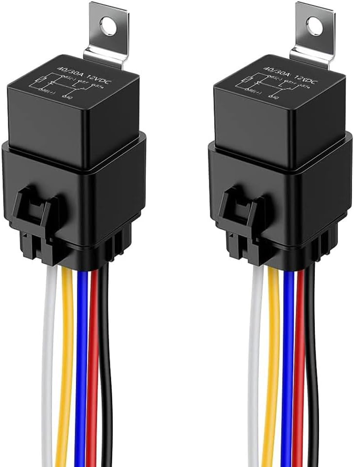 Gebildet 2 Pieces 40/30 Amp Waterproof Relay Switch Harness Set - 12V DC 5-Pin SPDT Automotive Relays 14 AWG Hot Wires