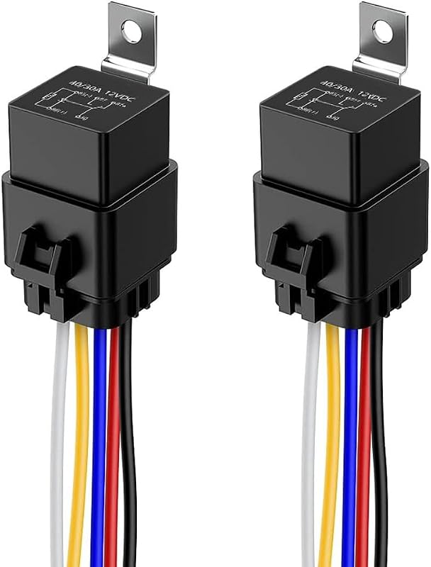 Relé automotivo 5 pinos SPDT Gebildet 12 V DC 40/30 A com diodo e chicote 12 AWG à prova d’água – Kit com 2