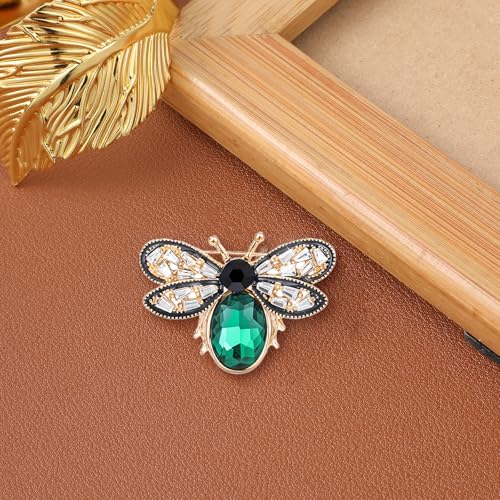 Image of Mabor Colorful Rhinestone Crystal Bee Brooch Pin Vintage Bee Lapel Pin for Women Retro Cute Insect Animal Collar Pin Jewelry Gift for Women Clothing Accessories