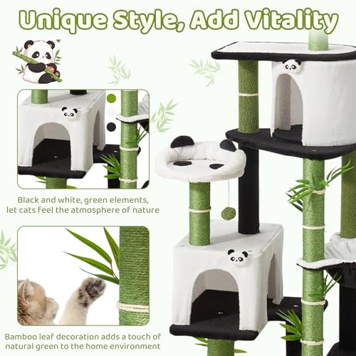 Torre para gatos Erinnyees 71.3 pulgadas con diseño panda miniatura 4