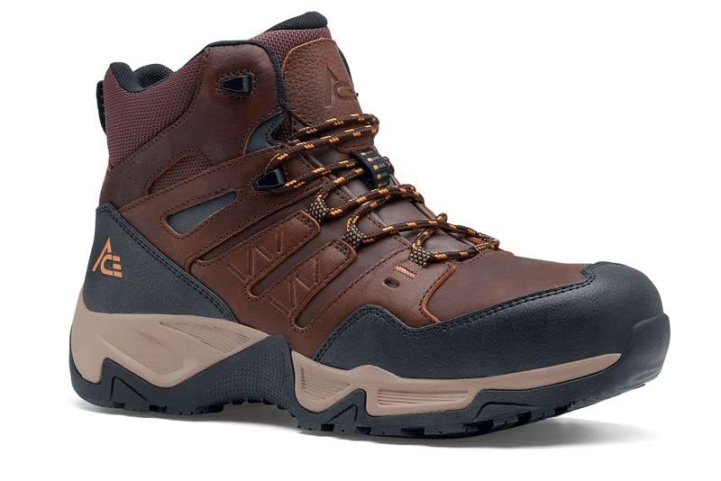Image of ACE Work Boots Men's Nano Composite Toe (Nct) Hiker Work Boots, Slip Resistant, Water Resistant
