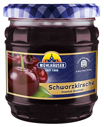 Mühlhäuser Lot de 8 confitures noires cerises extra 8 x 450 g