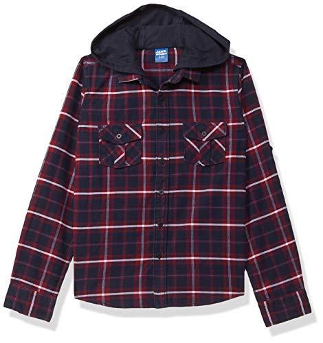 Image of Amazon Brand - Jam & Honey Boy's Regular Button Down Shirt (PAG-135 Navy 1 5 6 Years)