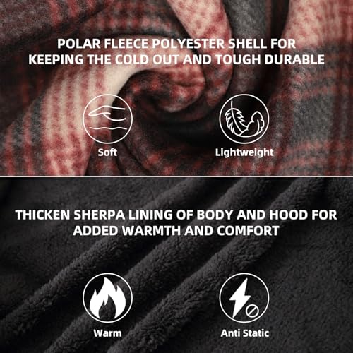 Image of LeeHanTon Mens Flannel Jackets Sherpa Lined Fleece Zip Up Winter Warm Workout Plaid Sweatshirt with Hood