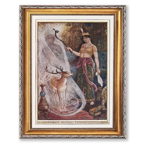 Framed Enchanting Deer Transformation Poster Canvas Print Art Vintage Boho