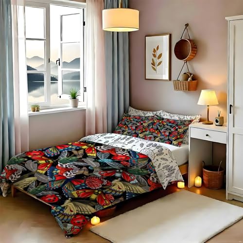 Housse de couette microfibre douce 240x220 réversible motifs imprimés - 3