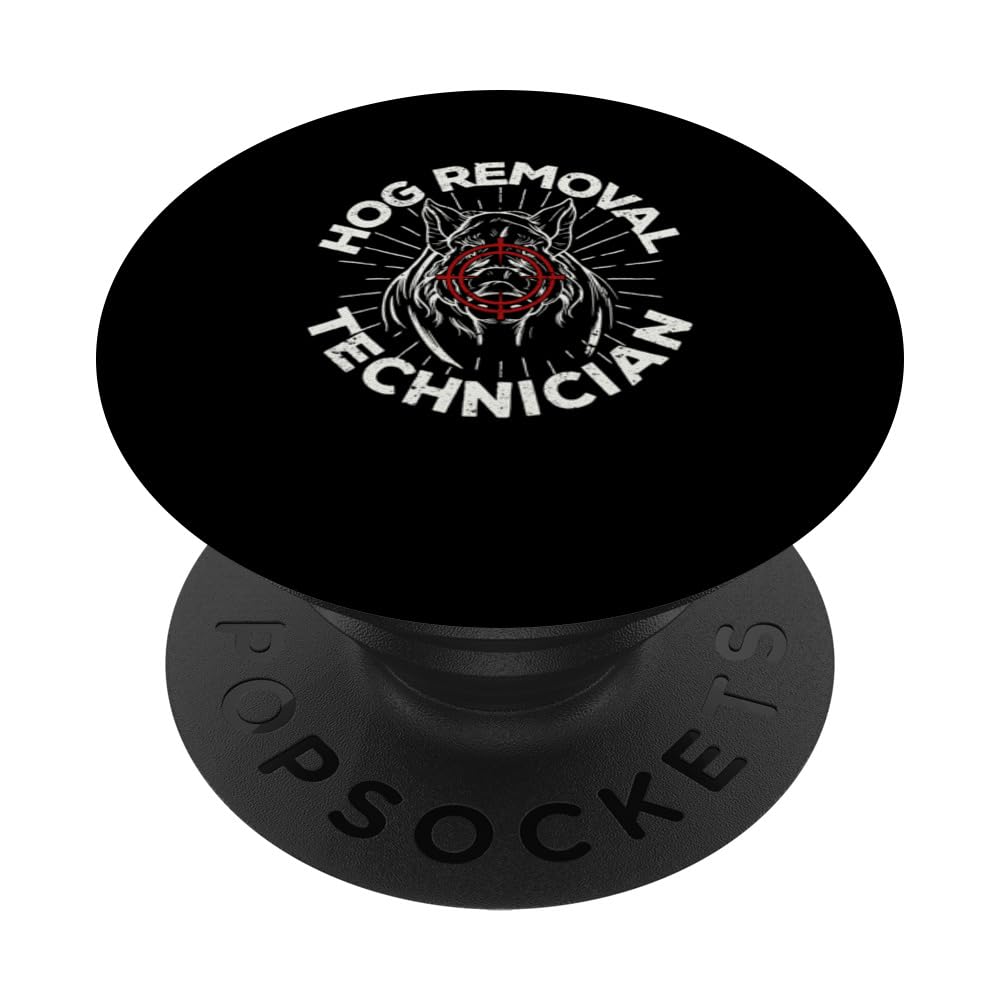 Hog Removal Technician Boar Hunting Vintage Wild Pig Hunter PopSockets Swappable PopGrip, Black