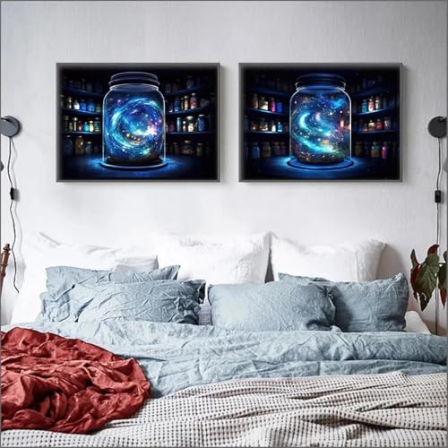 Toile Voie lactée déco de chambre ciel étoilé sous cadre