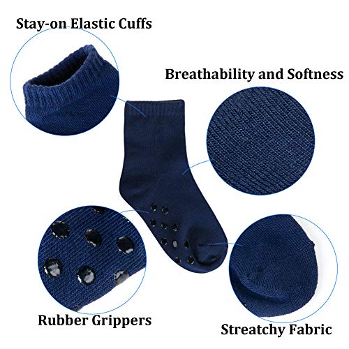 Image of 12 Pairs Non Slip Toddler Socks Crew Socks with Grips for Baby Boys Girls