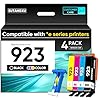 923 Ink Cartridges for HP Printers Replacement for HP 923 Ink Cartridges 923e 923XL Compatible with OfficeJet Pro 8130e 8138e 8125e 8135e 8120e Printer(4 Pack, Black Cyan Magenta Yellow)