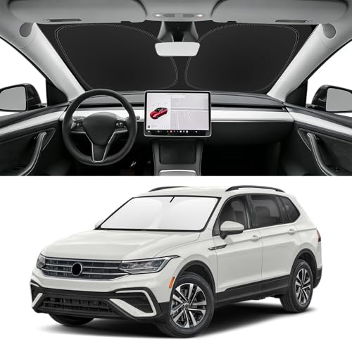 SLOGENTO Custom Fit Windshield Sun Shade for VW Tiguan 2018-2025, Blocks UV & Heat, Front Window...