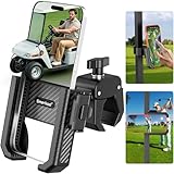 Smerkod Golf Cart Phone Holder Mount - 3s Phone Clip Install, 1s Lock & Release，Phone Caddy for iPhone Galaxy & More Fits Yamaha Club Car EZGO Icon, Golf Cart Accessories Essentials Gift for Men Women