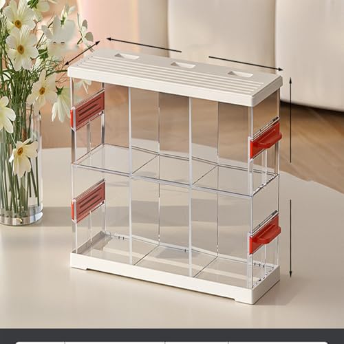 ベタ愛好家必見の「三段式飼育システム」 三段式ベタ用魚槽 AS素材 6個独立飼育スペース 給餌穴&霧面ライト付 観賞魚水槽(デコレーションストーン・小珊瑚付属) メダカ水槽 ベタ用魚槽 (二層ベタ用魚槽)