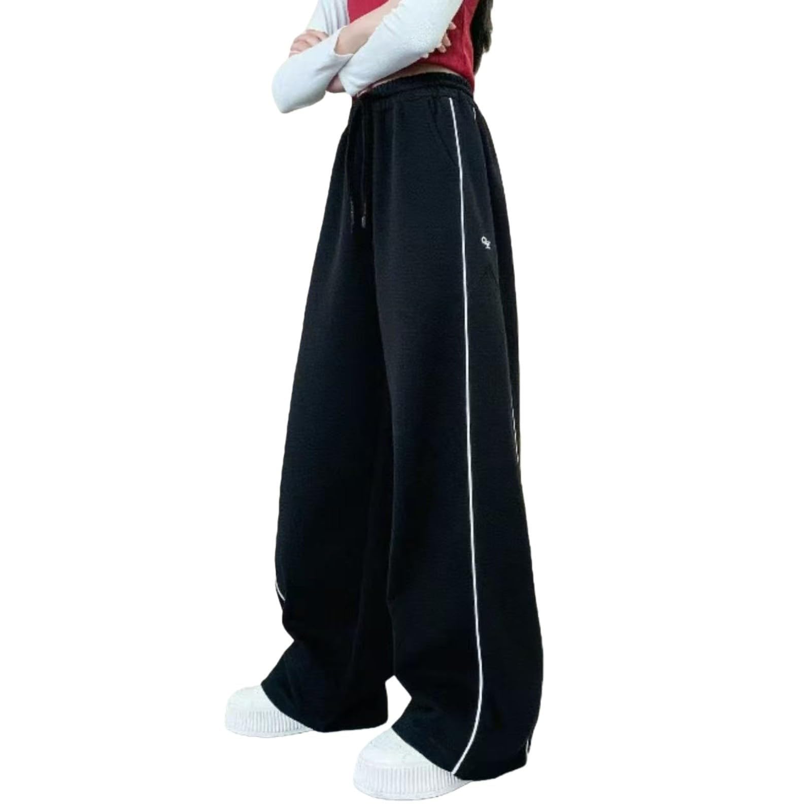 Generico Bambini Pantaloni A Gamba Larga Ragazze Pantalone Larghi da Jogging della Tuta Casual Pantaloni per Adolescenti Atletici Sportivi Pantalone per Bambino 5-16 Anni