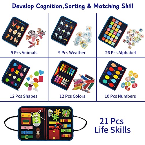 LearnToy Busy Board, Dinosaur Montessori Toys for 3 4 5 Year Old, Sensory Toys for Autistic Children, Toddler Travel Toys - Image 4