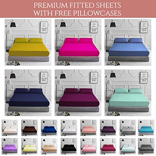 EXQUIZIT HOME Fitted Bed Sheet with Pillowcases Pack of 2 - Image 3