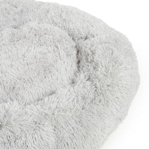 Wallace & Jones | Hundebett Ceddie - Flauschiges Hundekörbchen, Schlafkörbchen rund - hellgrau | ca. Ø 115 cm