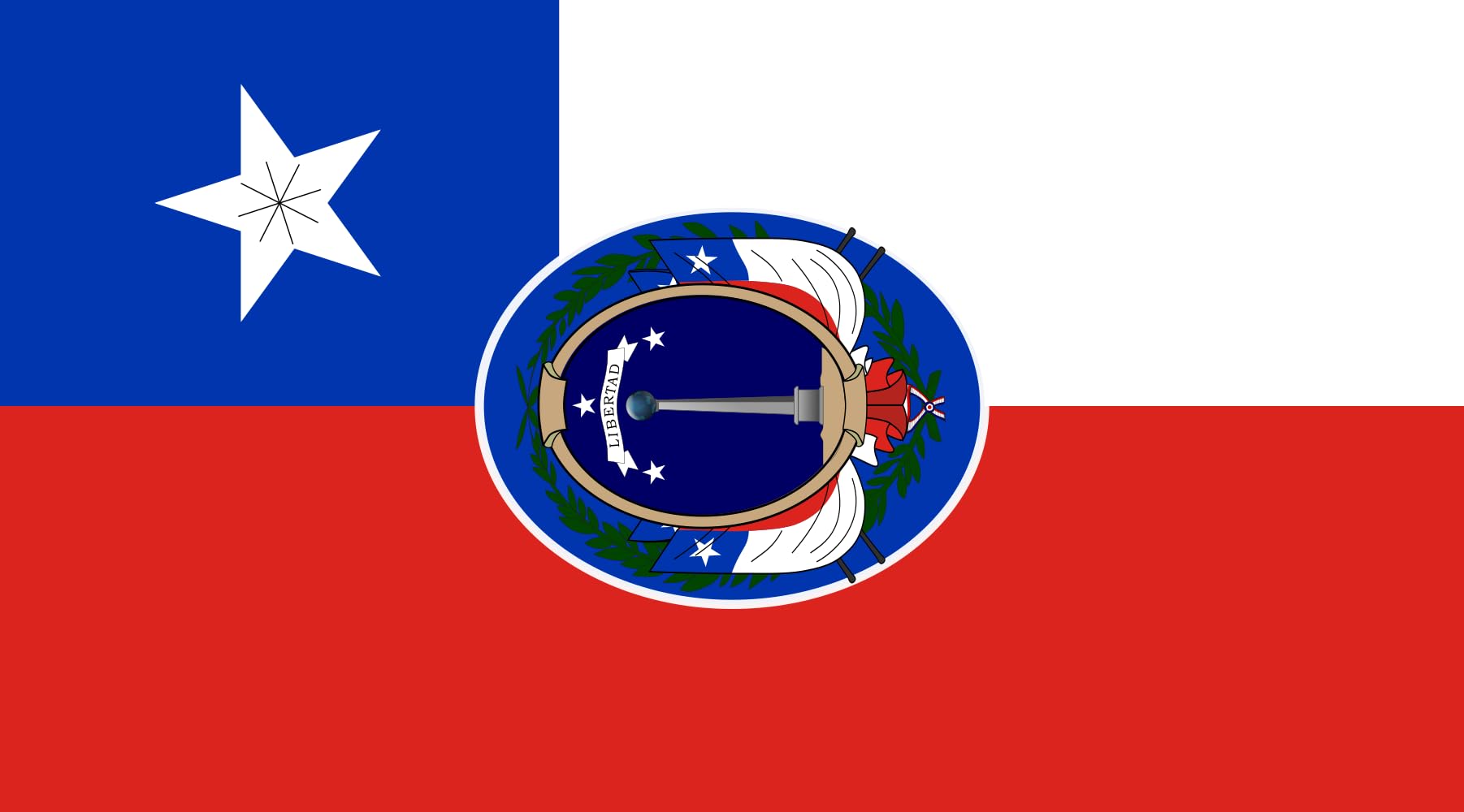 Drapeau Chili 1818 grand format pour reconstitution historique et pavillon