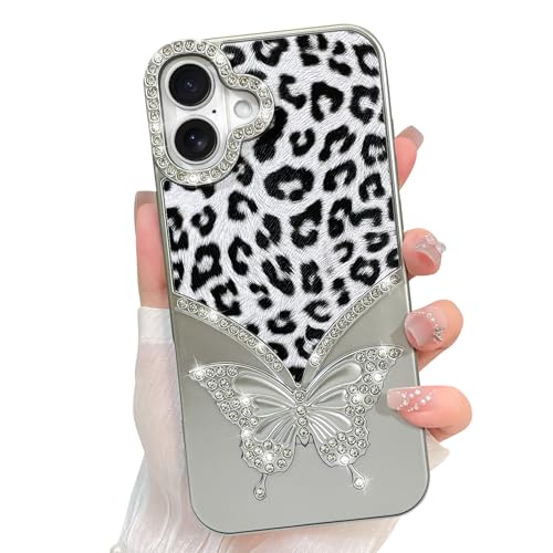 Coque iPhone 16 Plus souple et fine motif léopard pailleté femmes