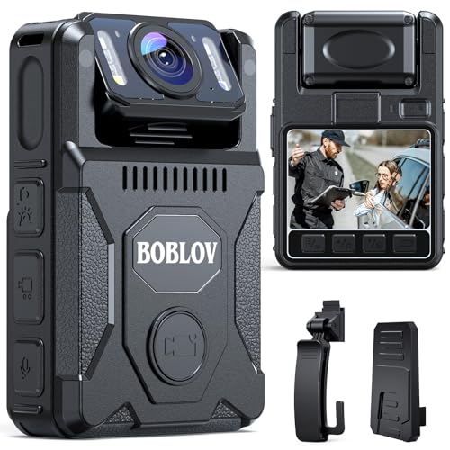BOBLOV M7 128GB Body Worn Camera, 180° Rotate Body Cam, 4000 mAh Battery & Fast Charger, 15 Hrs Video Record, 1080P Body Camera with Audio for Police, Civilians, Law Enforcement, Delivery Job