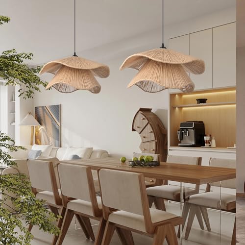Arturesthome Rustic Woven Pendant Light, Coastal Jute Rope Lampshade Hanging Lighting Fixture,Adjustable Vintage Farmhouse Chandelier Lamp Shade for Kitchen Island Dining Table Room - Image 4