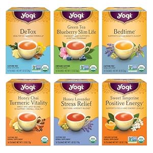 Yogi Tea Favorites Variety Pack – 16 Bags per Pack (6 Packs) – Organic Gift Box – Includes Sweet Tangerine Positive Energy, Honey Lavender Stress Relief, Bedtime & More