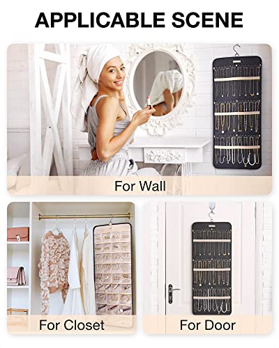 Image of BAGSMART Hanging Jewelry Organizer Necklace /Earring /Ring 2-Sided L Black