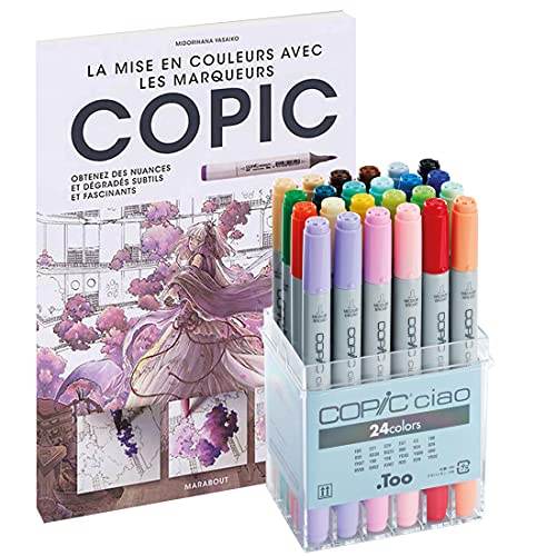 COPIC Kit de Dessin Ciao Set 24 marqueurs + Livre, Assortie