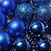 SODIAL(R) Ornament Ball 24Pcs Chic Christmas Baubles Tree Plain Glitter Xmas Ornament Ball Decoration Blue