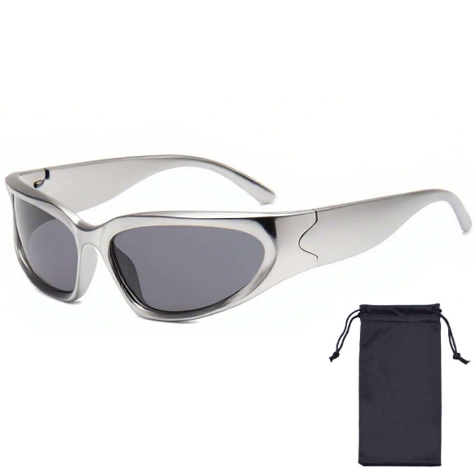 TRHDFW Wrap Around Sunglasses Y2K for Men Women Vintage Oval Sport Shades Cycling Driving Outdoor UV400 Protection